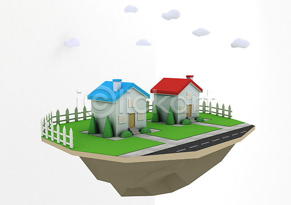 사람없음 3D PSD 편집이미지 3D소스 건물 구름(자연) 그래픽 마을 백그라운드 섬 식물 잔디 컴퓨터그래픽 하늘