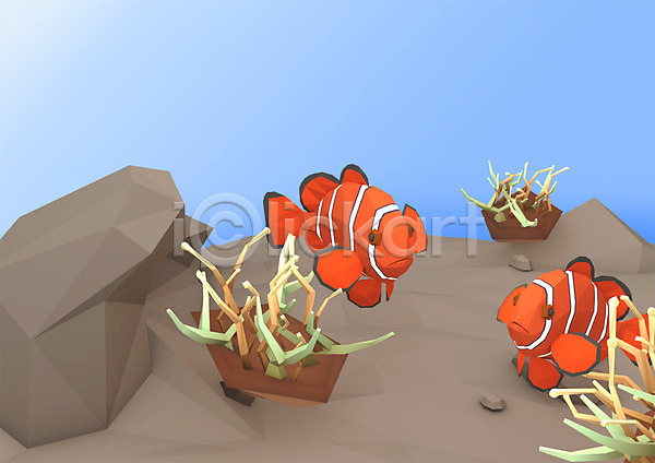사람없음 3D PSD 편집이미지 3D소스 그래픽 바다 바닷속 백그라운드 식물 어류 열대어 컴퓨터그래픽 해조류