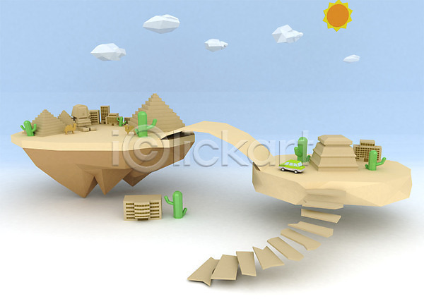 사람없음 3D PSD 편집이미지 3D소스 건물 계단 구름(자연) 그래픽 백그라운드 사막 선인장 식물 이집트 컴퓨터그래픽 태양 피라미드 해