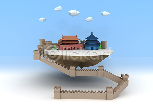 사람없음 3D PSD 편집이미지 3D소스 건물 구름(자연) 그래픽 백그라운드 성 성벽 중국 컴퓨터그래픽