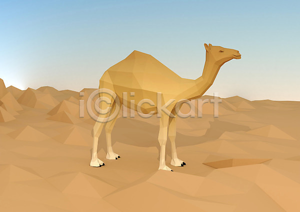 사람없음 3D PSD 편집이미지 3D소스 그래픽 낙타 동물 백그라운드 사막 컴퓨터그래픽 한마리