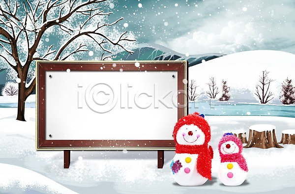 사람없음 PSD 편집이미지 겨울 나무 눈(날씨) 눈사람 알림판 이벤트 정보 편집 풍경(경치) 프레임