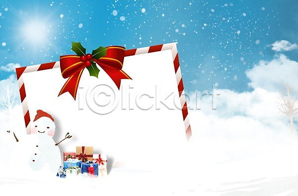 사람없음 PSD 편집이미지 겨울 구름(자연) 눈(날씨) 눈사람 선물상자 알림 이벤트 정보 크리스마스 편집 풍경(경치) 프레임 하늘 햇빛