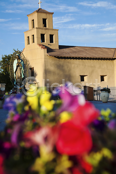 사람없음 JPG 포토 해외이미지 교회 뉴멕시코 바실리카 십자가 아침 역사 하늘 해외202004