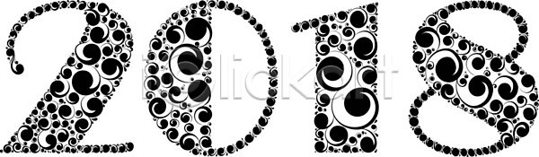 EPS 실루엣 일러스트 해외이미지 2018년 검은색 그래픽 달력 새해 장식 크리스마스 패턴 해외202004 해외일러스트 휴가 흰색