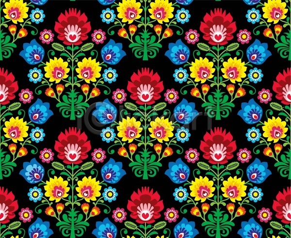 화려 사람없음 EPS 일러스트 해외이미지 꽃 전통 컬러풀 패턴 폴란드 해외202004