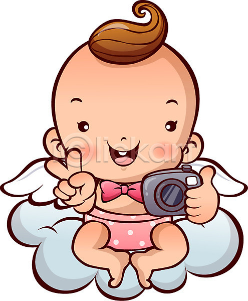 남자 남자만 남자아기만 남자아기한명만 남자한명만 사람 아기 아기만 한명 AI(파일형식) 일러스트 구름(자연) 기저귀 날개(비행) 알림 천사 카메라 캐릭터 홍보캐릭터