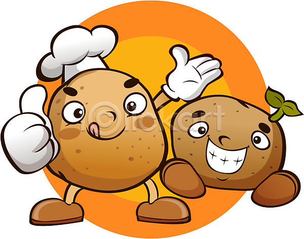 사람없음 AI(파일형식) 일러스트 감자 농작물 손짓 알림 요식업 음식캐릭터 채소 최고 캐릭터 특산물 홍보캐릭터