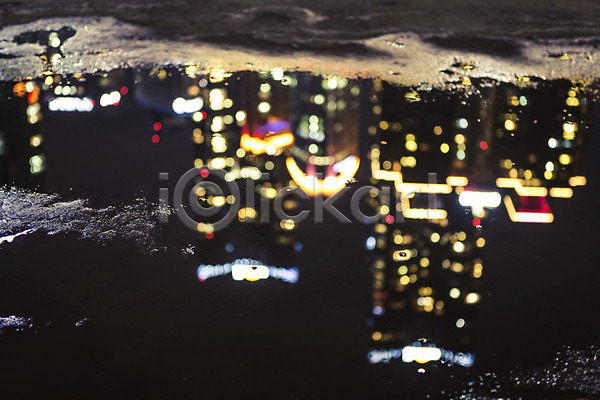 감성 신비 사람없음 JPG 소프트포커스 포토 건물 길 도시 도시풍경 물 바닥 반사 배경화면 보케 부산 빌딩 야간 야경 야외 풍경(경치) 해운대