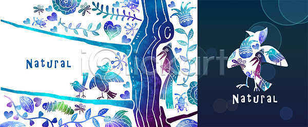 복잡 신비 사람없음 PSD 일러스트 계절 곤충 꽃 나무 나뭇가지 동물 디자인 백그라운드 봄 식물 애벌레 자연 조류 패턴 풍경(경치)