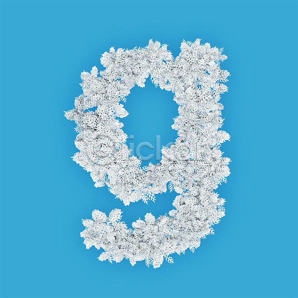 사람없음 3D PSD 편집이미지 G 꽃 문자 소문자 식물 알파벳 영어 타이포그라피 텍스트 파란배경 하늘색 흰색