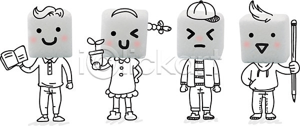 남자 사람 여러명 여자 AI파일 디지털합성 앞모습 편집이미지 포토일러 교육 들기 백그라운드 서기 연필 이미지편집 전신 책 편집 합성 화분