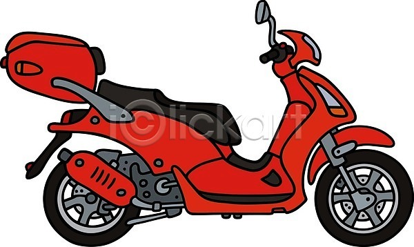 클래식 사람없음 EPS 일러스트 해외이미지 빨간색 스쿠터 오토바이 해외202004