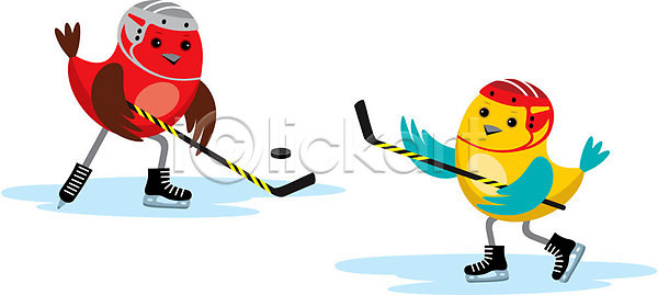 경쟁 유머 EPS 일러스트 해외이미지 게임 그래픽 그림 놀이 동물 막대기 만화 부리 세트 스케이트 스케이팅 스포츠 얼음 조류 클립 퍽 하키 해외202004 해외일러스트