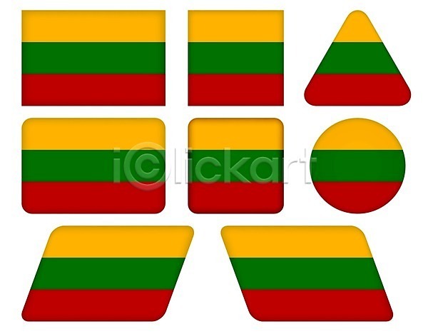 EPS 아이콘 일러스트 해외이미지 고립 깃발 노란색 리투아니아 배너 배지 빨간색 사인 세트 수집 심볼 원형 전국 정부 정사각형 줄무늬 직사각형 초록색 표준 해외202004