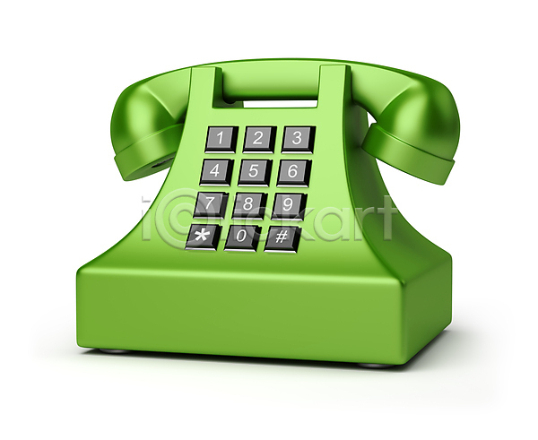 클래식 사람없음 3D JPG 일러스트 포토 해외이미지 고립 그래픽 만들기 백그라운드 복고 부름 비즈니스 빛 숫자 옛날 전화기 정보 초록색 컨셉 통신 해외202004 핸드폰 흰색