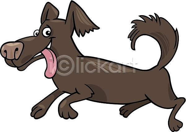 귀여움 사람없음 EPS 일러스트 해외이미지 갈색 개 달리기 만화 반려동물 캐릭터