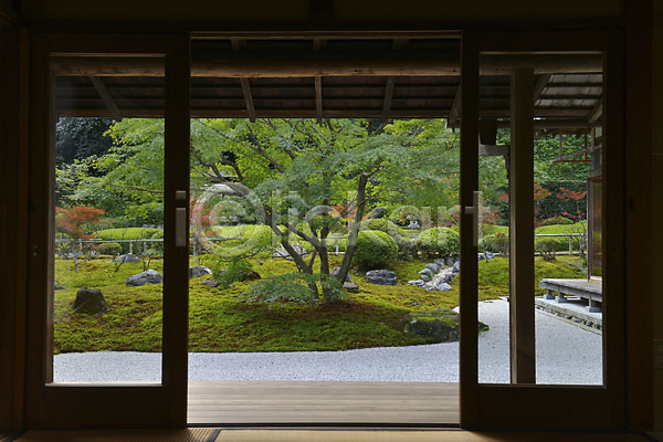 사람없음 JPG 포토 건축물 고건축 나무 마루(인테리어) 문 식물 아시아 야외 일본 일본문화 일본전통 전통 정원 주간 주택 풍경(경치)