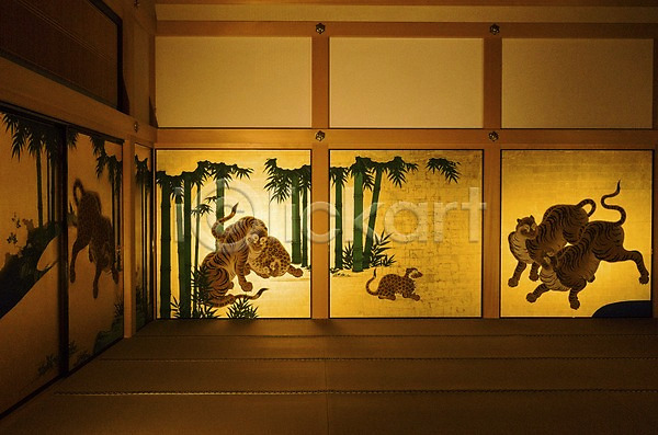 사람없음 JPG 포토 건축물 고건축 그림 나고야 나고야성 대나무 동물 방 벽화 실내 일본 일본건축 일본전통 전통 풍경(경치) 해외풍경 호랑이
