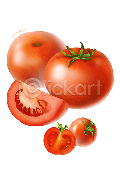 사람없음 PSD 일러스트 과채 농작물 디테일 방울토마토 빨간색 식재료 열매 채소 컬러 토마토