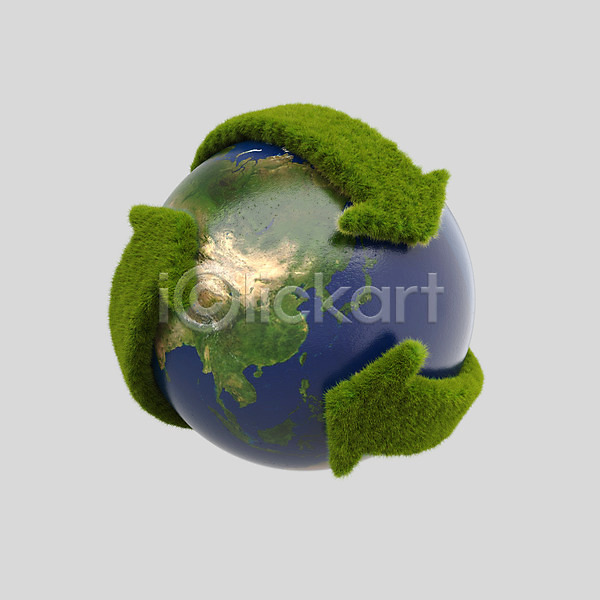 사람없음 3D JPG 편집이미지 백그라운드 스튜디오촬영 식물 실내 아시아 잔디 재활용 재활용표시 지구 초록색 편집 환경