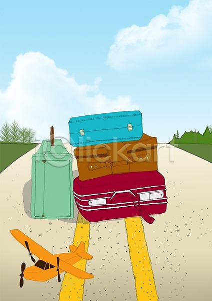 사람없음 PSD 일러스트 가방 길 도로 백그라운드 비행기 야외 여행 여행가방 여행용품 주간 휴가
