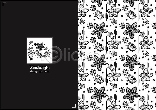사람없음 AI(파일형식) 일러스트 흑백 꽃 나비 동물 문양 백그라운드 선 식물 젠탱글 컬러 패턴 패턴백그라운드