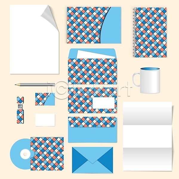 사람없음 EPS 일러스트 해외이미지 격자 공책 디자인 레이아웃 레터헤드 머그컵 명함 문서 봉투 비즈니스 세트 스타일 엘리먼트 체크무늬 컨셉 테마 파란색 패턴 편지봉투 해외202004