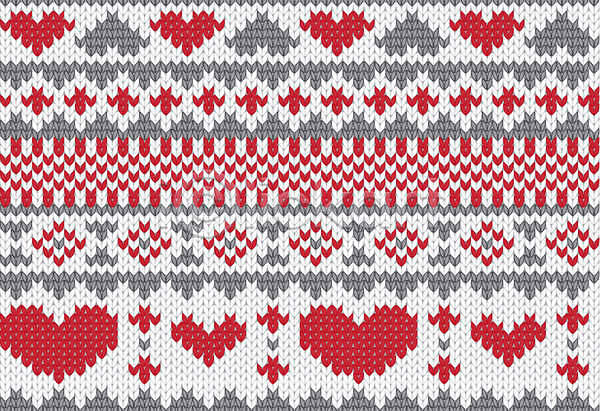 사람없음 EPS 일러스트 해외이미지 노르딕(디자인) 디자인 뜨개질 빨간색 패턴 하트 해외202004