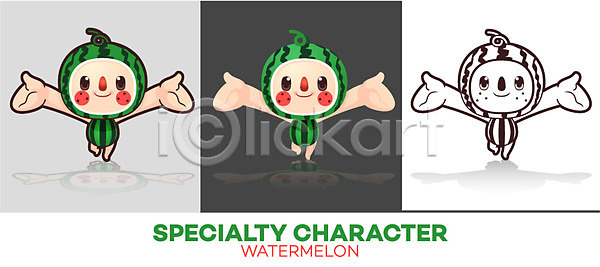 사람없음 AI파일 일러스트 과일 과일캐릭터 라벨 마스코트 수박 수박캐릭터 알림 일러캐릭터 초록색 캐릭터 컬러푸드 특산물 특산물캐릭터 홍보캐릭터