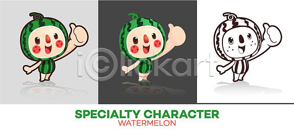 사람없음 AI파일 일러스트 과일 과일캐릭터 라벨 마스코트 수박 수박캐릭터 알림 일러캐릭터 초록색 캐릭터 컬러푸드 특산물 특산물캐릭터 홍보캐릭터
