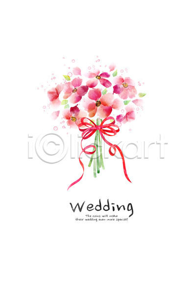 감성 사랑 축하 행복 사람없음 PSD 카드템플릿 템플릿 결혼 꽃 리본 부케 수채화(물감) 식물 심플 청첩장 초대장 캘리그라피