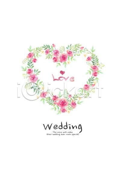 감성 사랑 축하 행복 사람없음 PSD 카드템플릿 템플릿 결혼 꽃 수채화(물감) 식물 심플 장미 청첩장 초대장 캘리그라피 하트