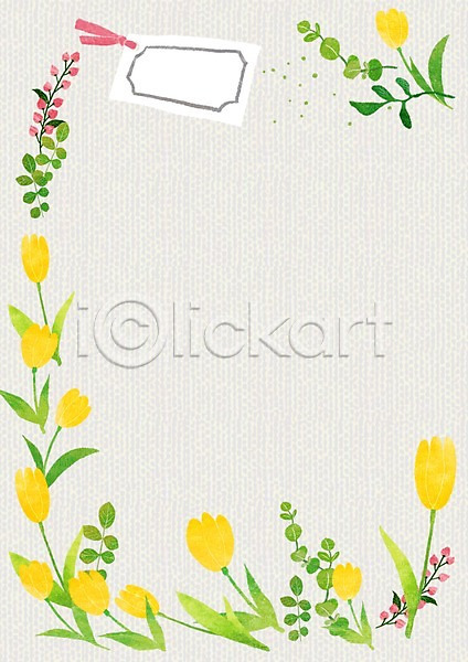 사람없음 PSD 일러스트 계절 꽃 메모지 봄 사각프레임 식물 알림 잎 카드(감사) 튤립 틀 프레임