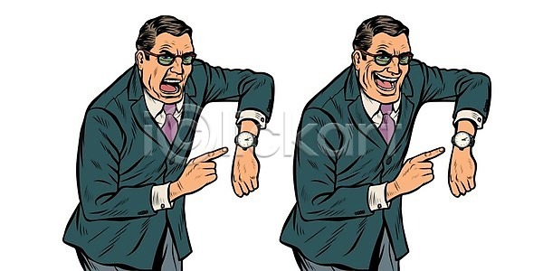 기쁨 분노 성공 행복 남자 백인 사람 성인 EPS 일러스트 해외이미지 가리킴 경영 경영자 고립 노동자 마감 만화 미술 백그라운드 보여주기 복고 비즈니스 비즈니스맨 사무실 세트 손 손가락 손목 손목시계 수염 수확 시간 시계 얼굴 업무 응시 재촉 정장 지연 직업 컨셉 코믹 팝 표현 해외202004 해외일러스트 확인 흰색