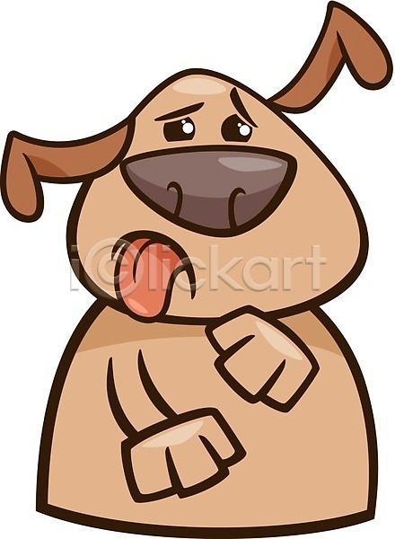 귀여움 의문 사람없음 EPS 일러스트 해외이미지 갈색 개 만화 반려동물 캐릭터