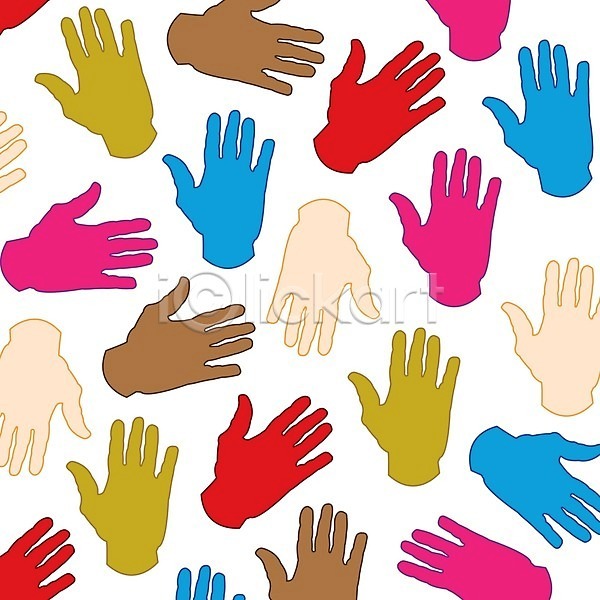 사람 EPS 일러스트 해외이미지 갈색 빨간색 손 손가락 손바닥 장미 컬러풀 파란색 패턴 해외202004 흰배경