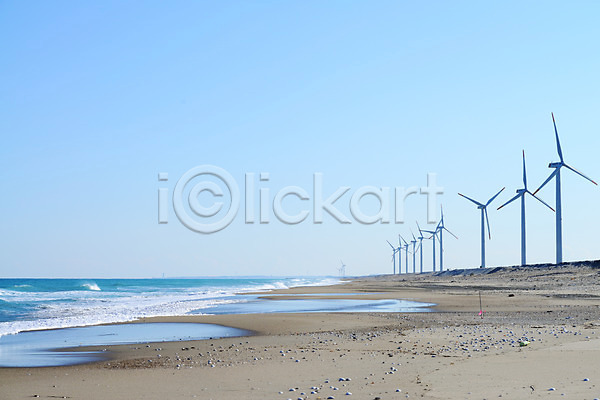 사람없음 JPG 포토 그린에너지 바다 발전기 발전소 야외 에너지 주간 파도 풍경(경치) 풍력에너지 풍차 하늘 해변