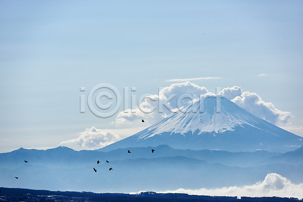 사람없음 JPG 포토 구름(자연) 눈(날씨) 동물 산 아시아 야외 일본 자연 조류 주간 풍경(경치) 하늘 해외풍경 후지산