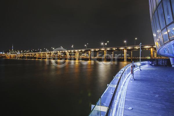 사람없음 JPG 포토 다리(건축물) 반사 반포대교 빛 서울 세빛섬 야간 야경 야외 풍경(경치) 한강 한국