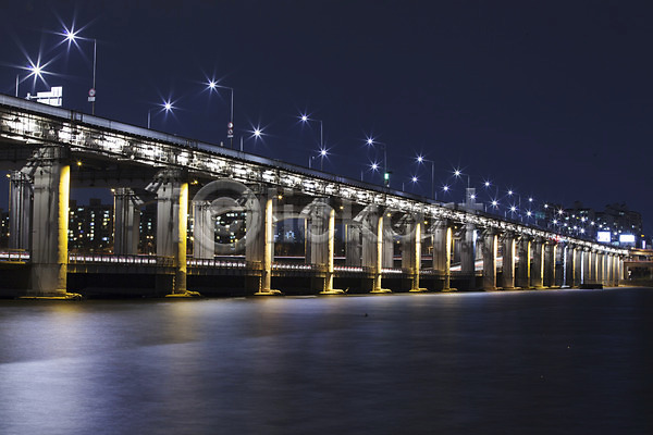 사람없음 JPG 포토 강 다리(건축물) 반포대교 빛 서울 야간 야경 야외 풍경(경치) 한강 한국