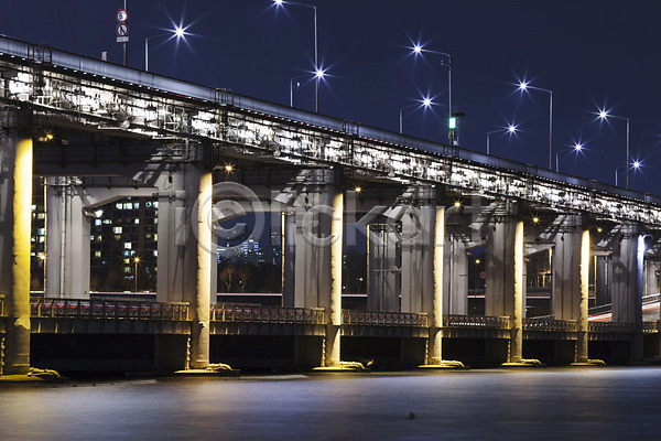 사람없음 JPG 포토 가로등 다리(건축물) 반포대교 빛 서울 야간 야경 야외 풍경(경치) 한강 한국
