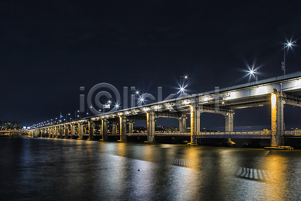 사람없음 JPG 포토 가로등 다리(건축물) 반포대교 빛 서울 야간 야경 야외 풍경(경치) 하늘 한강 한국