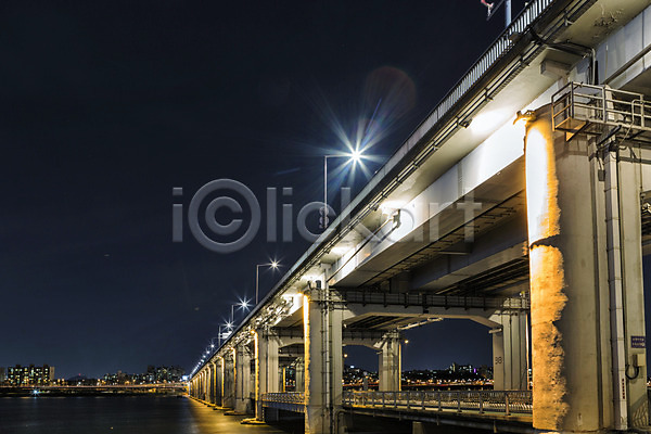 사람없음 JPG 포토 가로등 다리(건축물) 반포대교 서울 야간 야경 야외 풍경(경치) 하늘 한강 한국