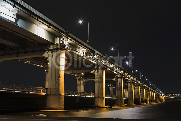 사람없음 JPG 포토 가로등 다리(건축물) 반포대교 빛 서울 야간 야경 야외 풍경(경치) 한강 한국