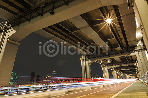 사람없음 JPG 포토 다리(건축물) 도로 반포대교 빛 서울 야간 야경 야외 자동차 잔상 풍경(경치) 하늘 한강 한국