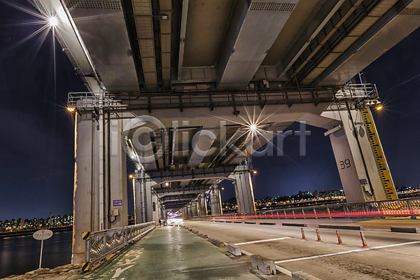 사람없음 JPG 포토 다리(건축물) 도로 반포대교 빛 서울 야간 야경 야외 자동차 잔상 풍경(경치) 한강 한국