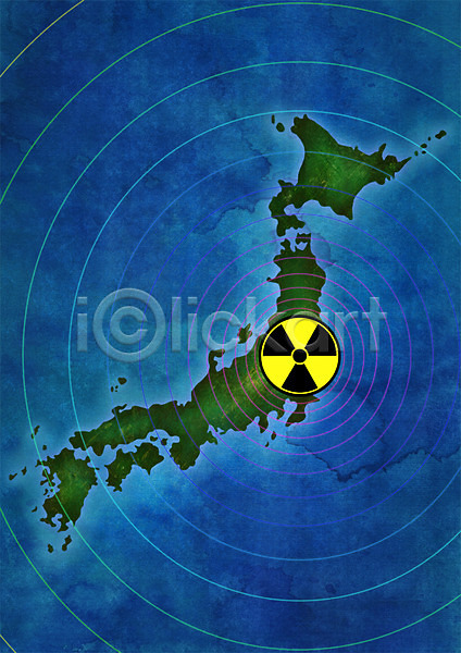 고통 무서움 사람없음 PSD 일러스트 방사능 일본 자연재해 지도 환경