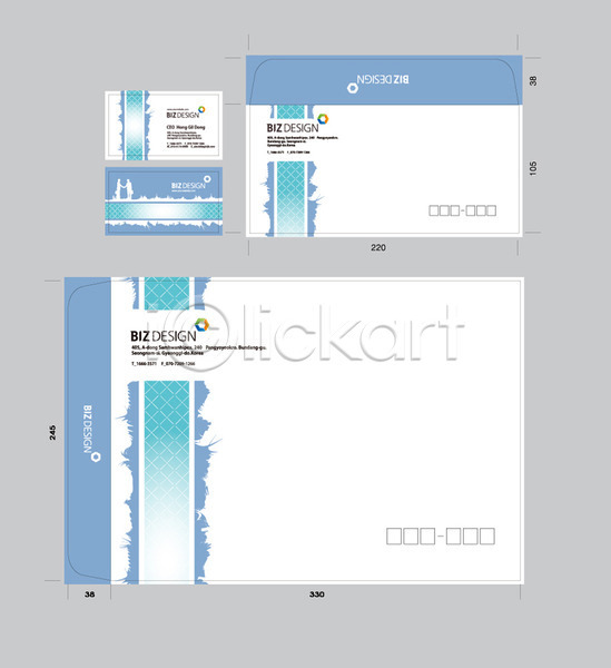 사람없음 AI(파일형식) 명함템플릿 봉투템플릿 템플릿 도형 명함 무늬 문양 봉투 비즈디자인 사각형 서류봉투 세트 우편봉투 컬러 파란색 패키지 편지봉투