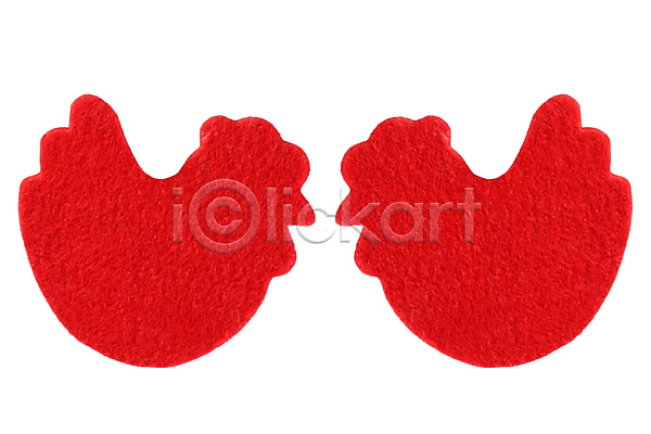 사람없음 JPG 포토 해외이미지 모양 병아리 부활절 빨간색 암탉 윤곽 장식 치킨 펠트 해외202004